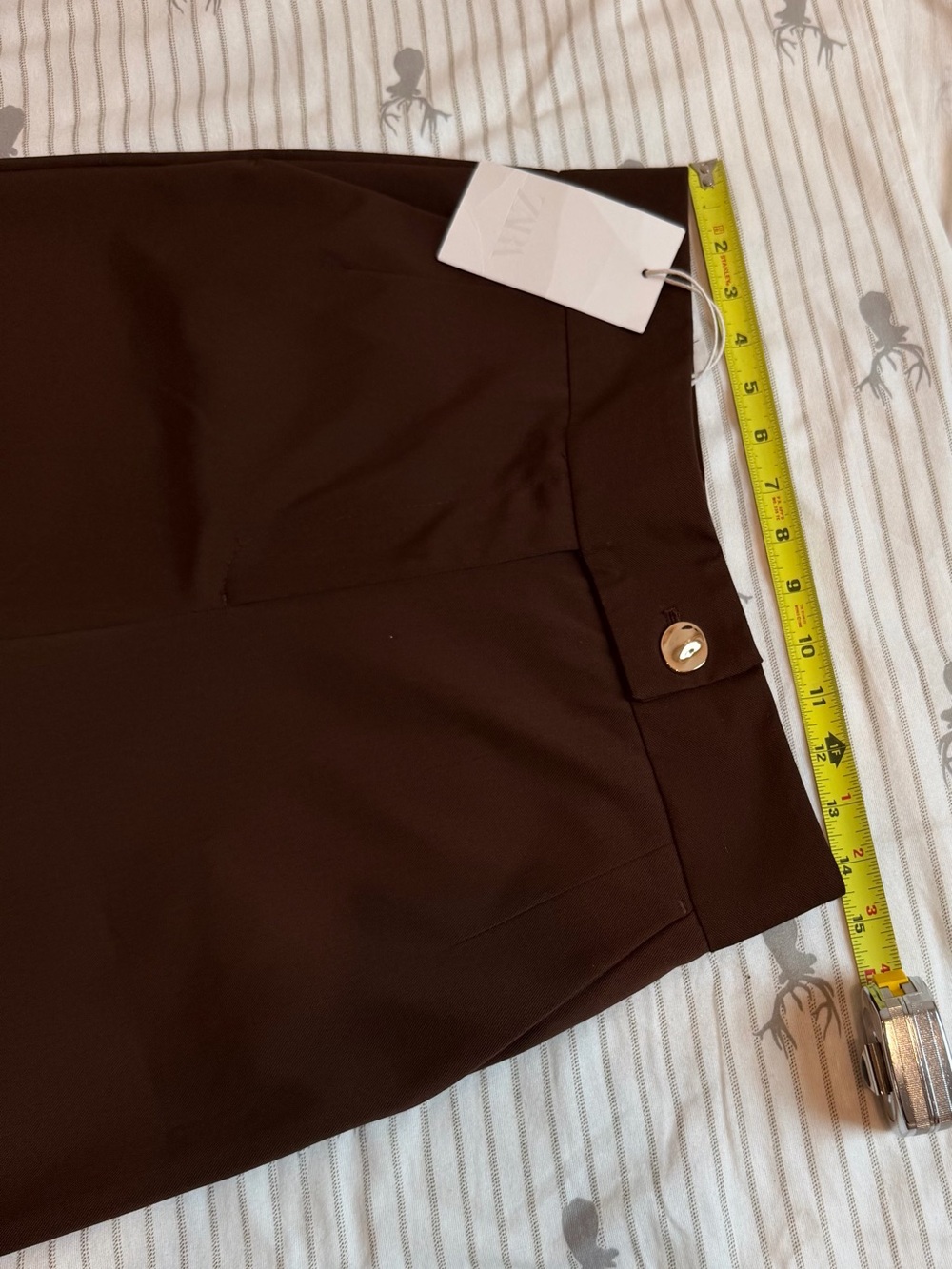 Zara Women's Brown Wide-Leg Tailored Pants - Picture 9 of 10